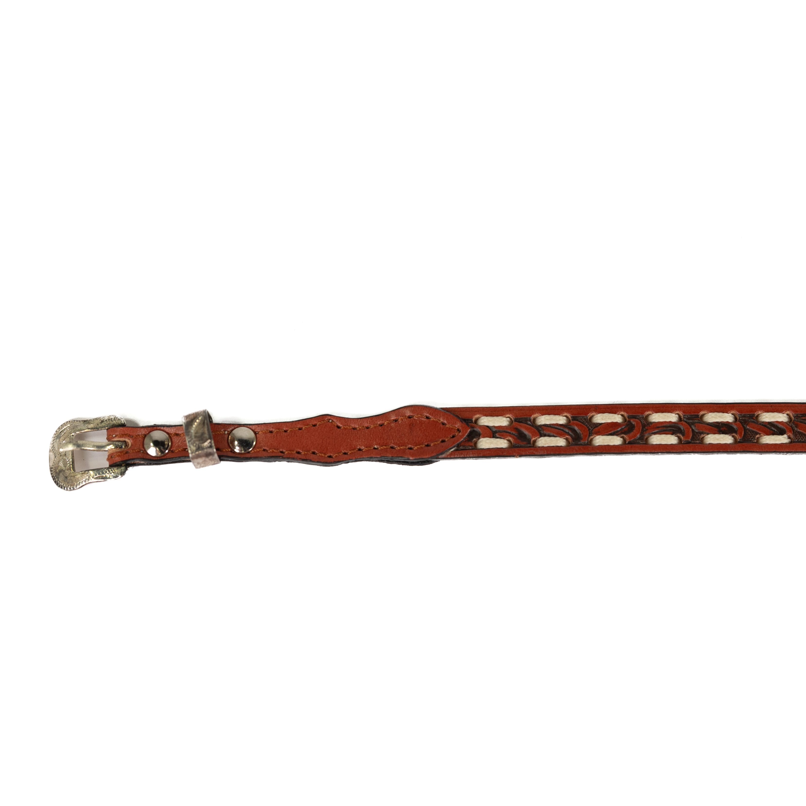 Brown Leather Taper Laced Tooled Hat Band 