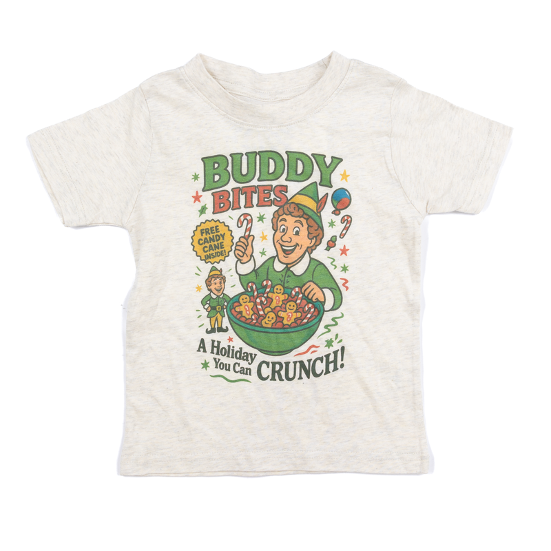Girl's "Buddy Bites" Beige Christmas T-shirt