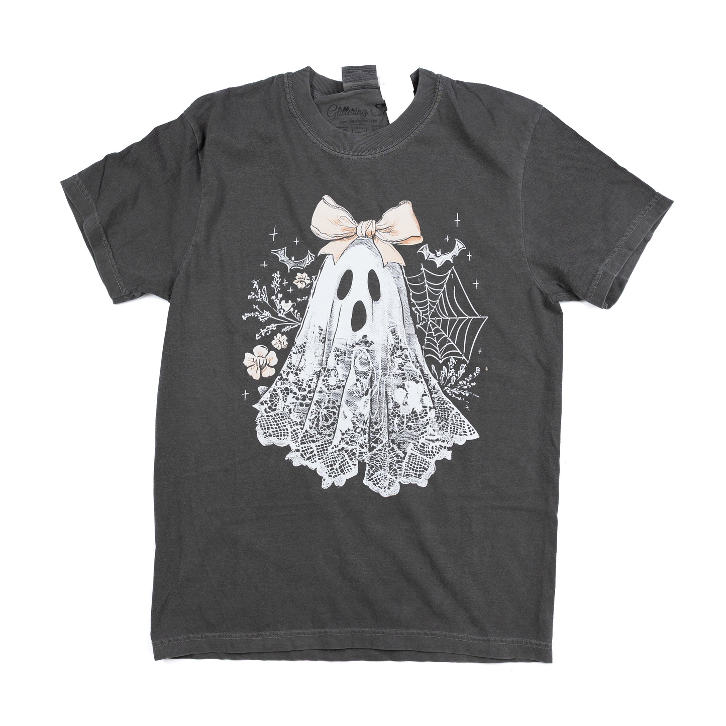 Women's Gray Lace Ghost with Bow T-shirt