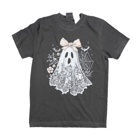 Women's Gray Lace Ghost with Bow T-shirt