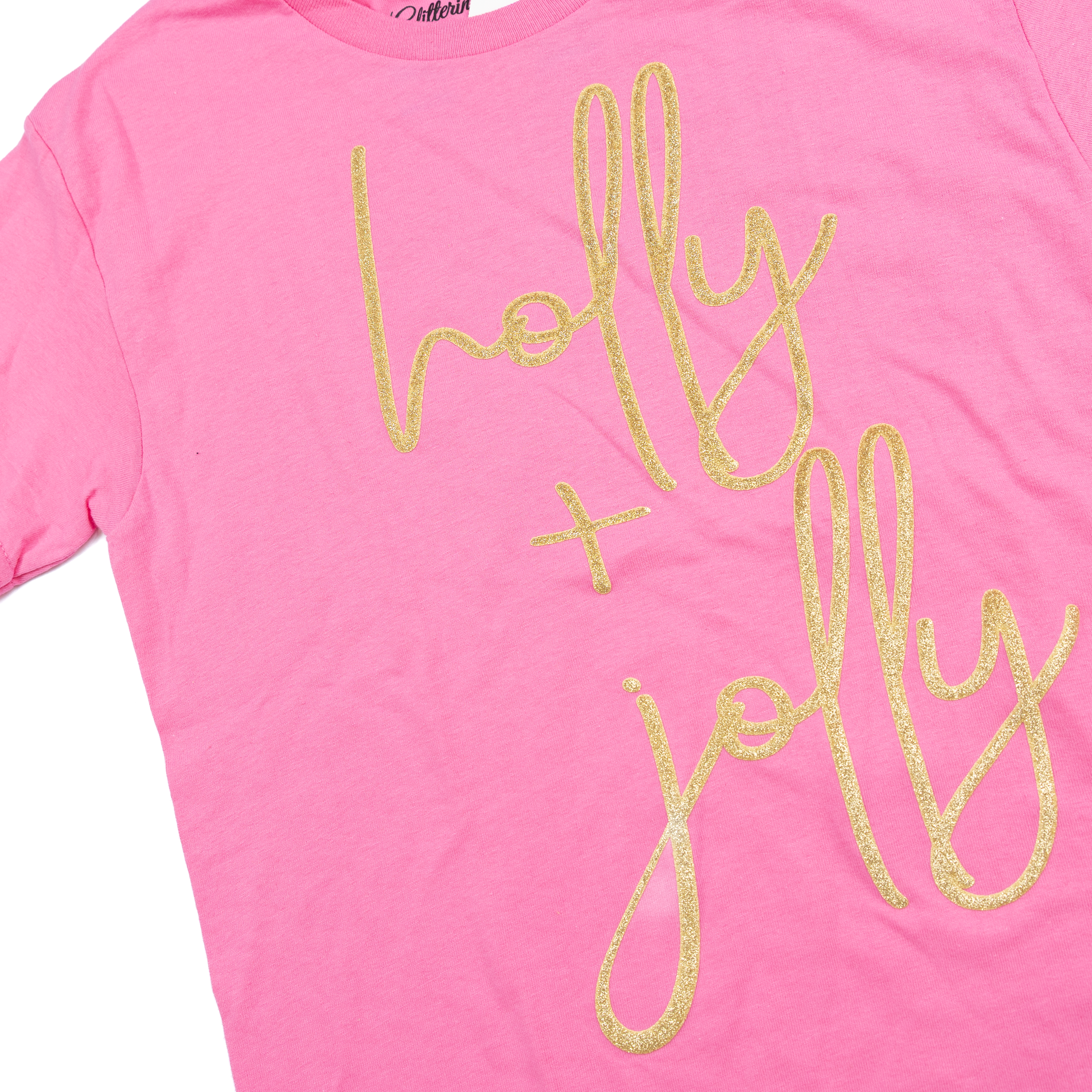 Women's Pink and Gold Holly Jolly T-shirt