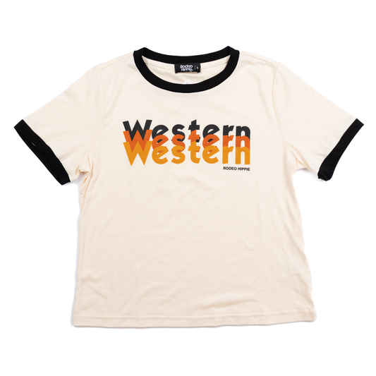 Women's Rodeo Hippie Natural Crop Short Sleeve T-shirt "Western"