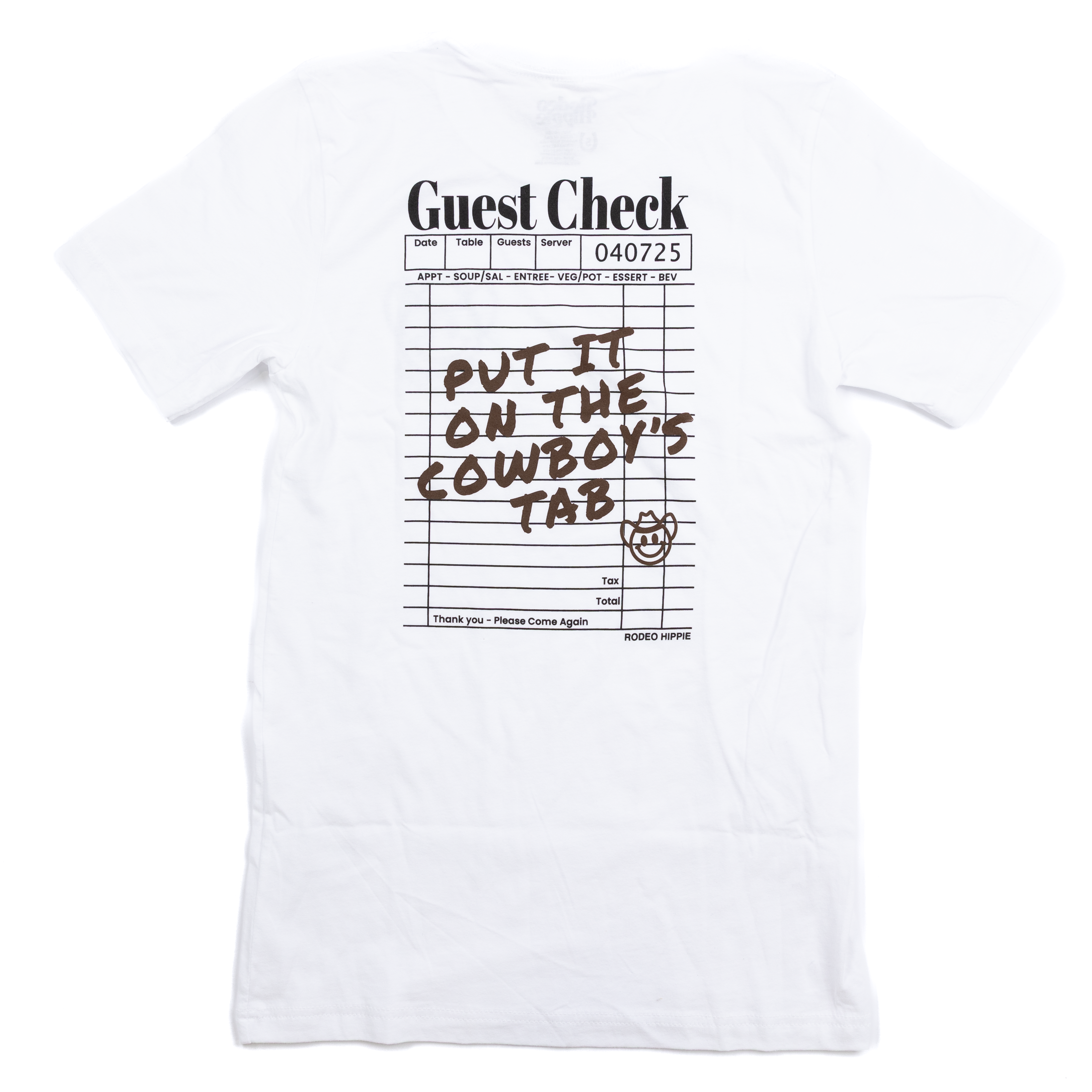 Women's Rodeo Hippie White Short Sleeve "Guest Check" T-shirt