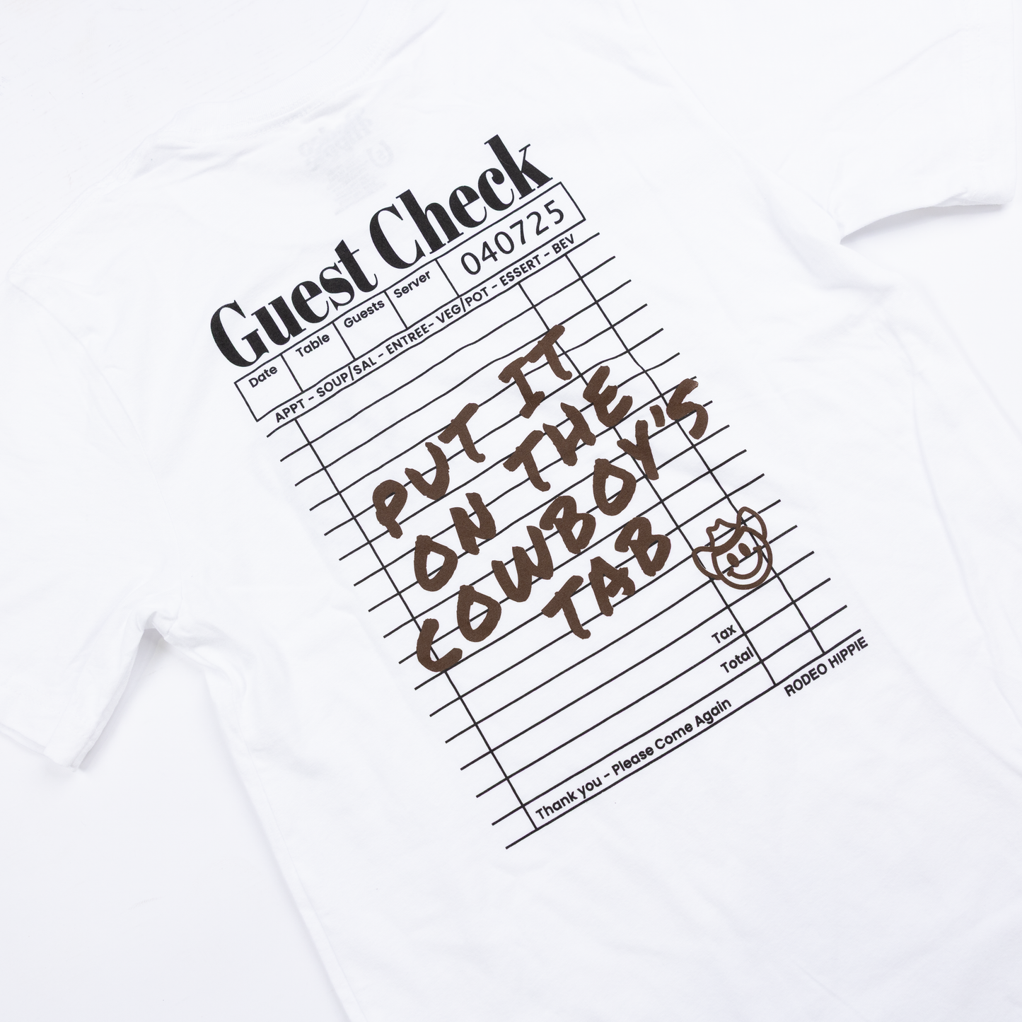 Women's Rodeo Hippie White Short Sleeve "Guest Check" T-shirt