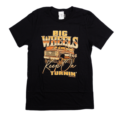 Women's Rodeo Hippie Black Graphic "Big Wheels" T-shirt