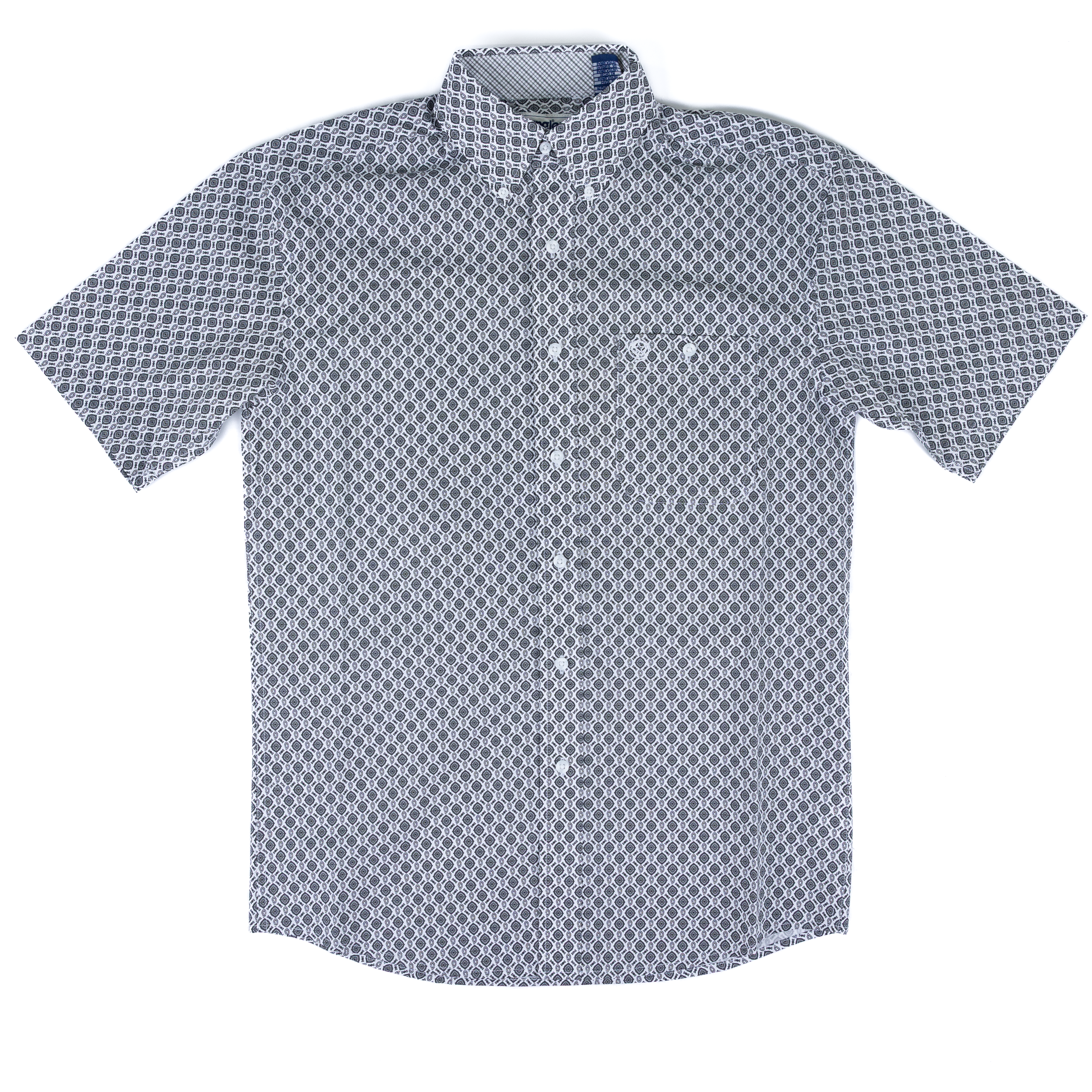 Men's Wrangler George Strait White and Gray Printed Short Sleeve Button Up 112379058