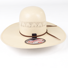 Beige sun hat with a brand logo on a white background