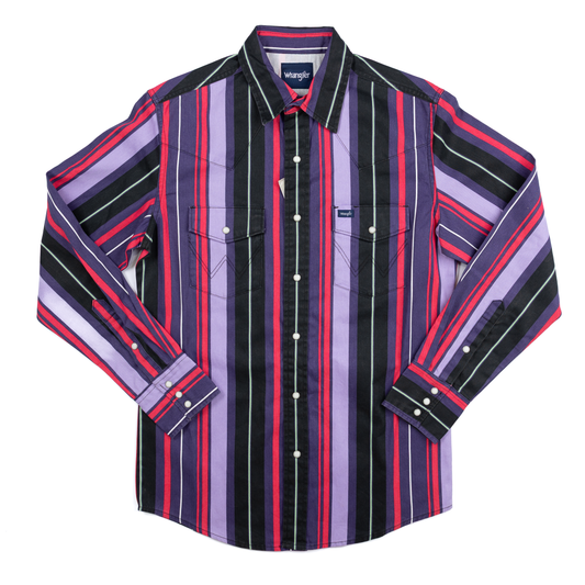 Men's Wrangler Vintage Inspired Purple Multi Stripe Snap Shirt 