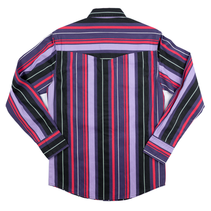 Men's Wrangler Vintage Inspired Purple Multi Stripe Snap Shirt 