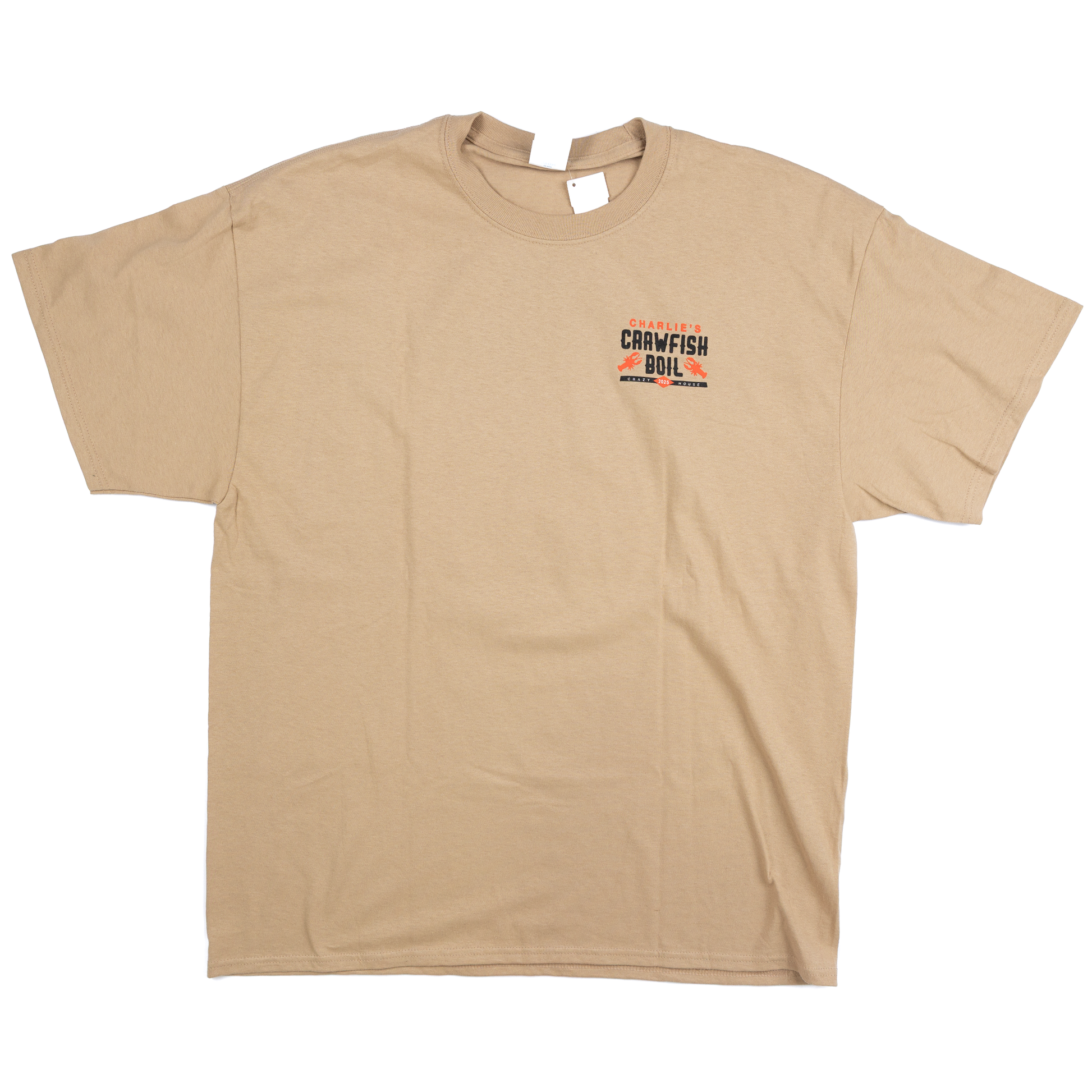 Crazy House Tan "Charlies Crawfish Boil" T-shirt
