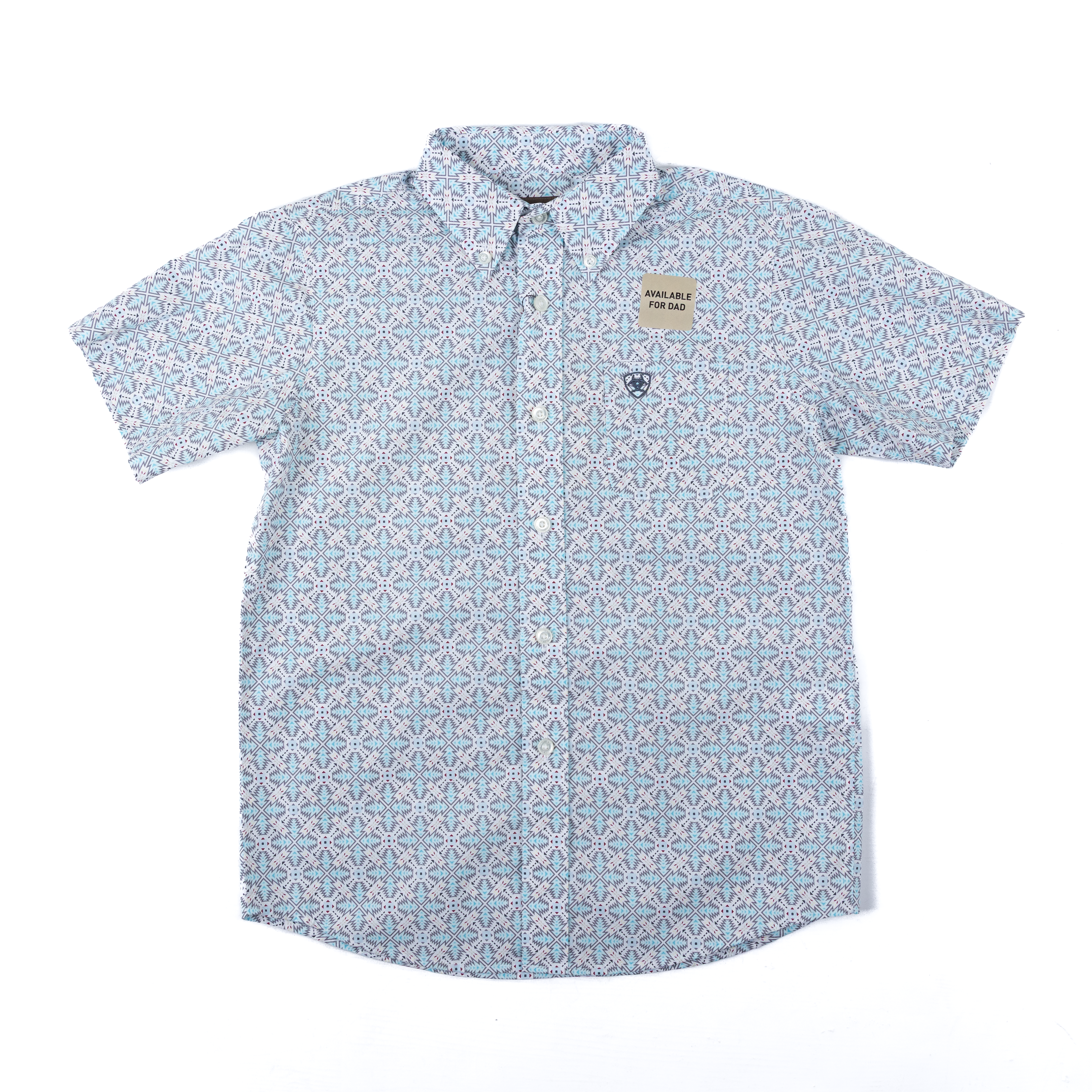 Boy's Ariat Blue Elixir Southwest Print Short Sleeve Button Up 10071676