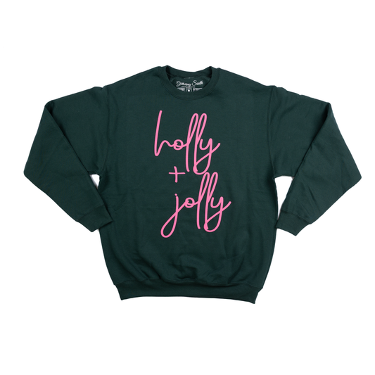 Girl's Green Long Sleeve Holly Jolly Sweatshirt
