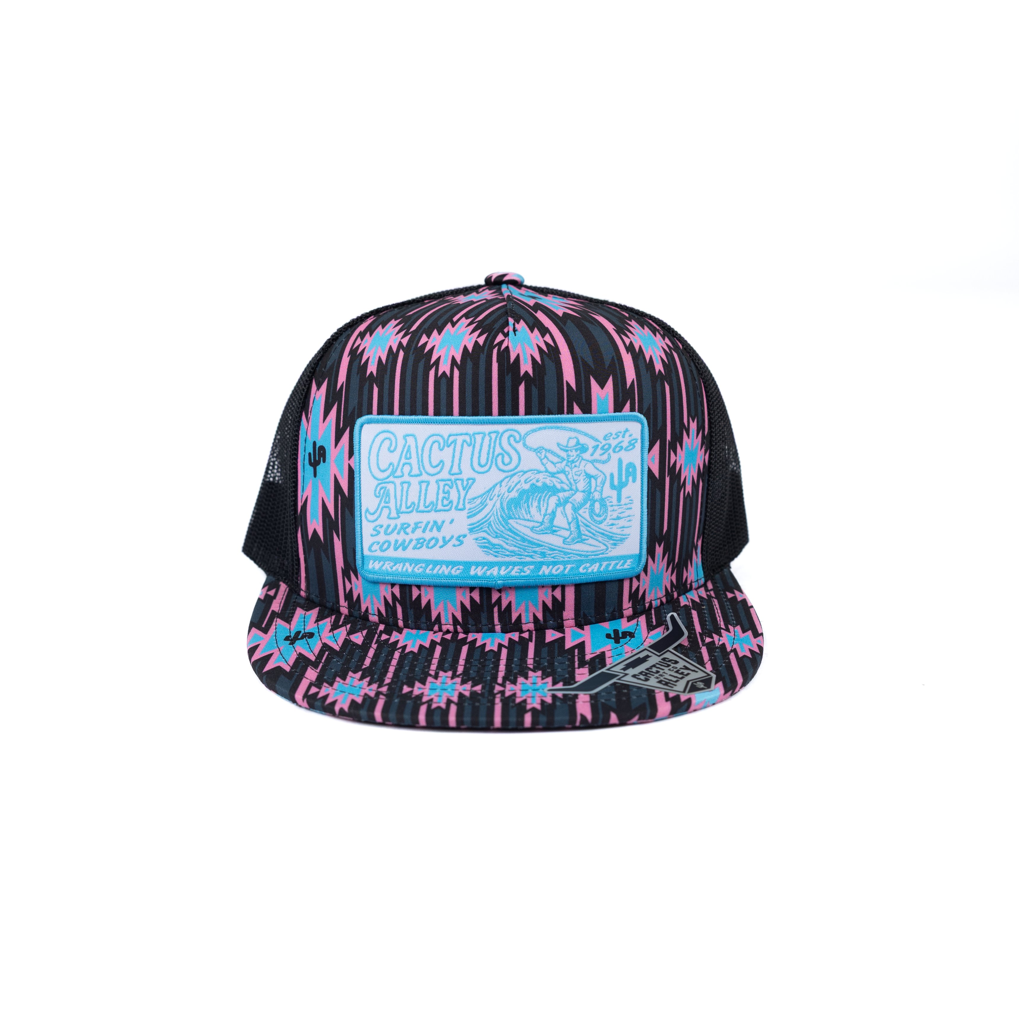 Women's Cactus Alley Pink and Blue Aztec Surfin Cowboys Cap 