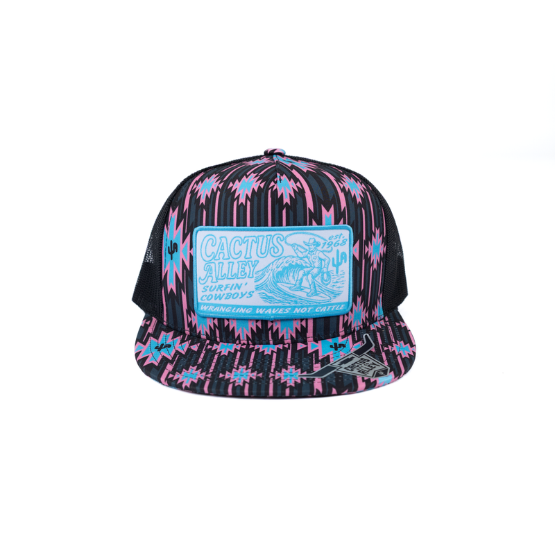 Women's Cactus Alley Pink and Blue Aztec Surfin Cowboys Cap 