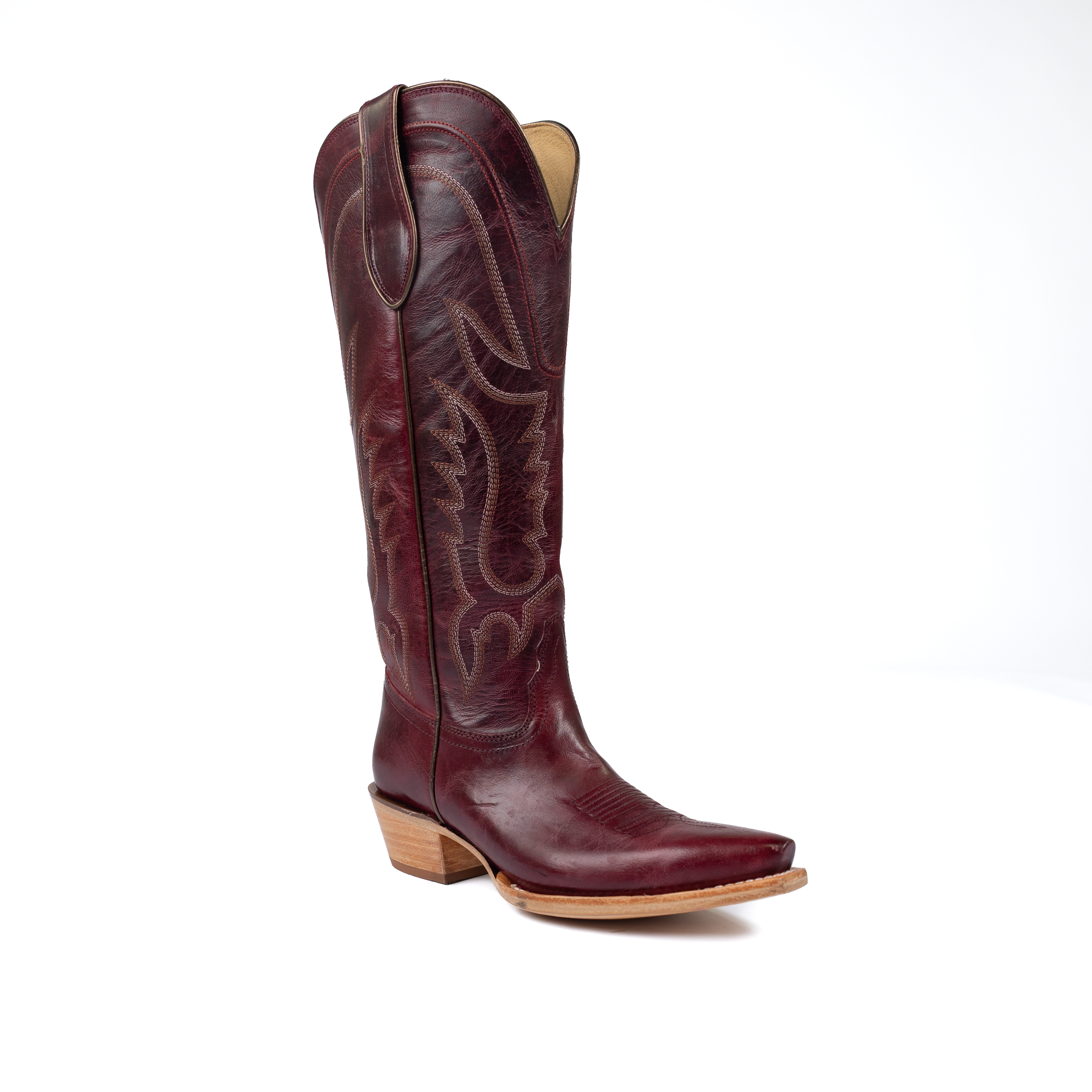 Women's Tony Lama Jess Wine Goat Leather Tall Boots DR4253 – Crazy
