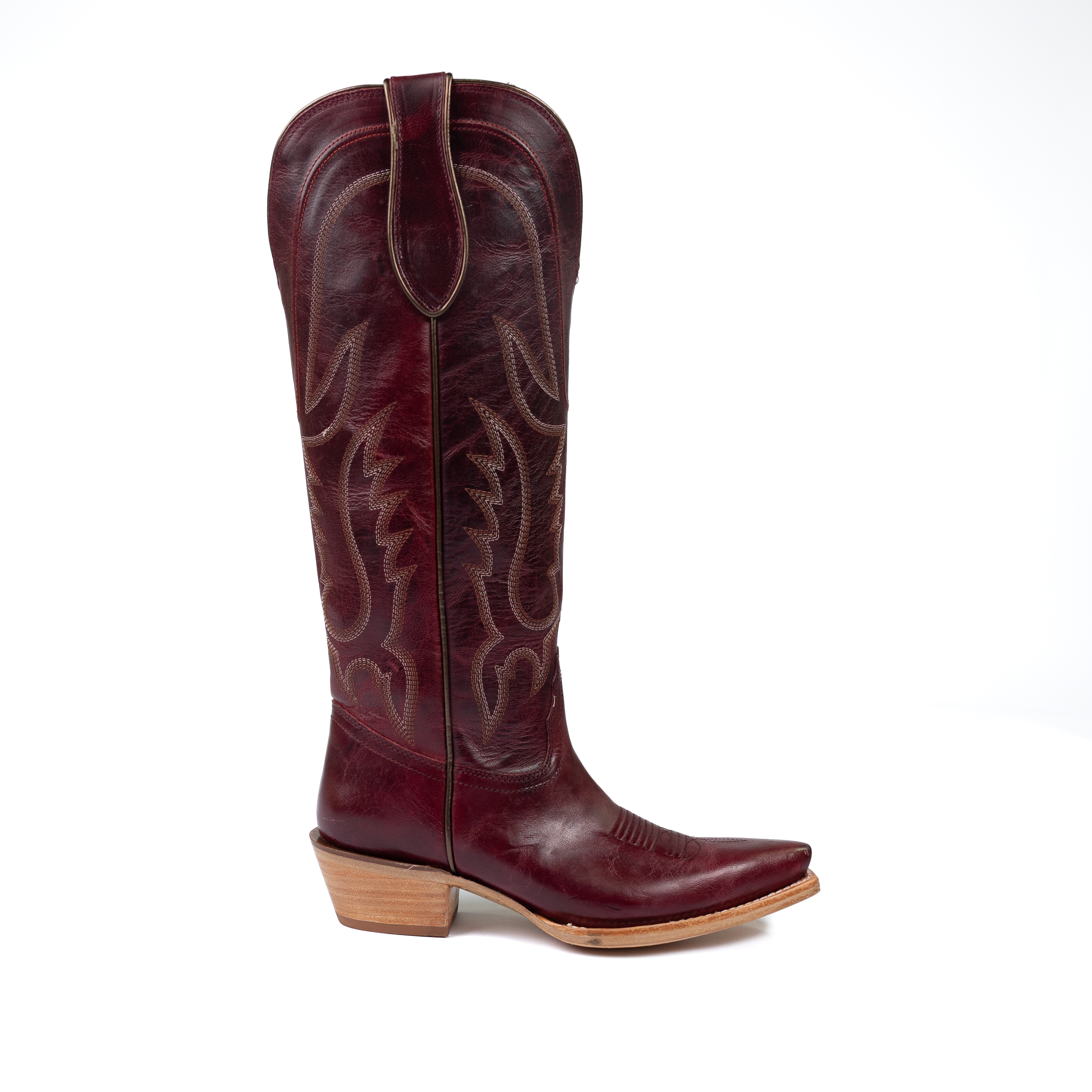 Women's Tony Lama Jess Wine Goat Leather Tall Boots DR4253