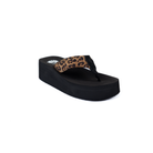 Women's Yellow Box Black Kaylie Wedge Flip Flops 65778-KAYLIE