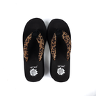 Women's Yellow Box Black Kaylie Wedge Flip Flops 65778-KAYLIE