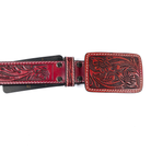 Women's American Darling Red Tooled Leather Belt ADBLF233