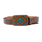 Women's American Darling Thunderbird Hand Tooled & Painted Leather Belt ADBLF173