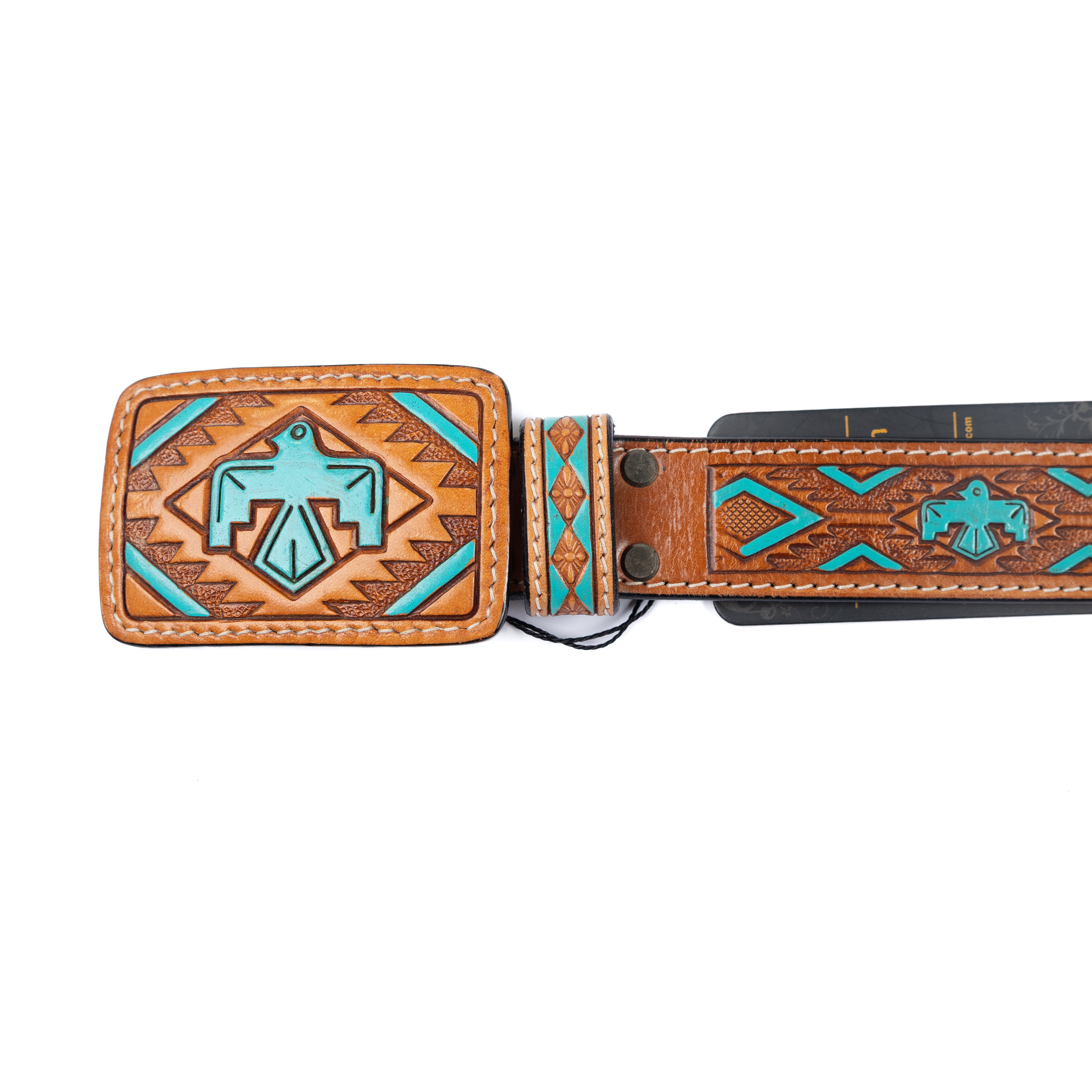 Women's American Darling Thunderbird Hand Tooled & Painted Leather Belt ADBLF173