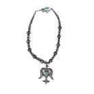 Women's Bilagaana Silver and Turquoise Firebird Navajo Necklace 