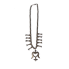 Women's Bilagaanas Handmade Silver Navajo Pearl Thunderbird Heart Necklace 