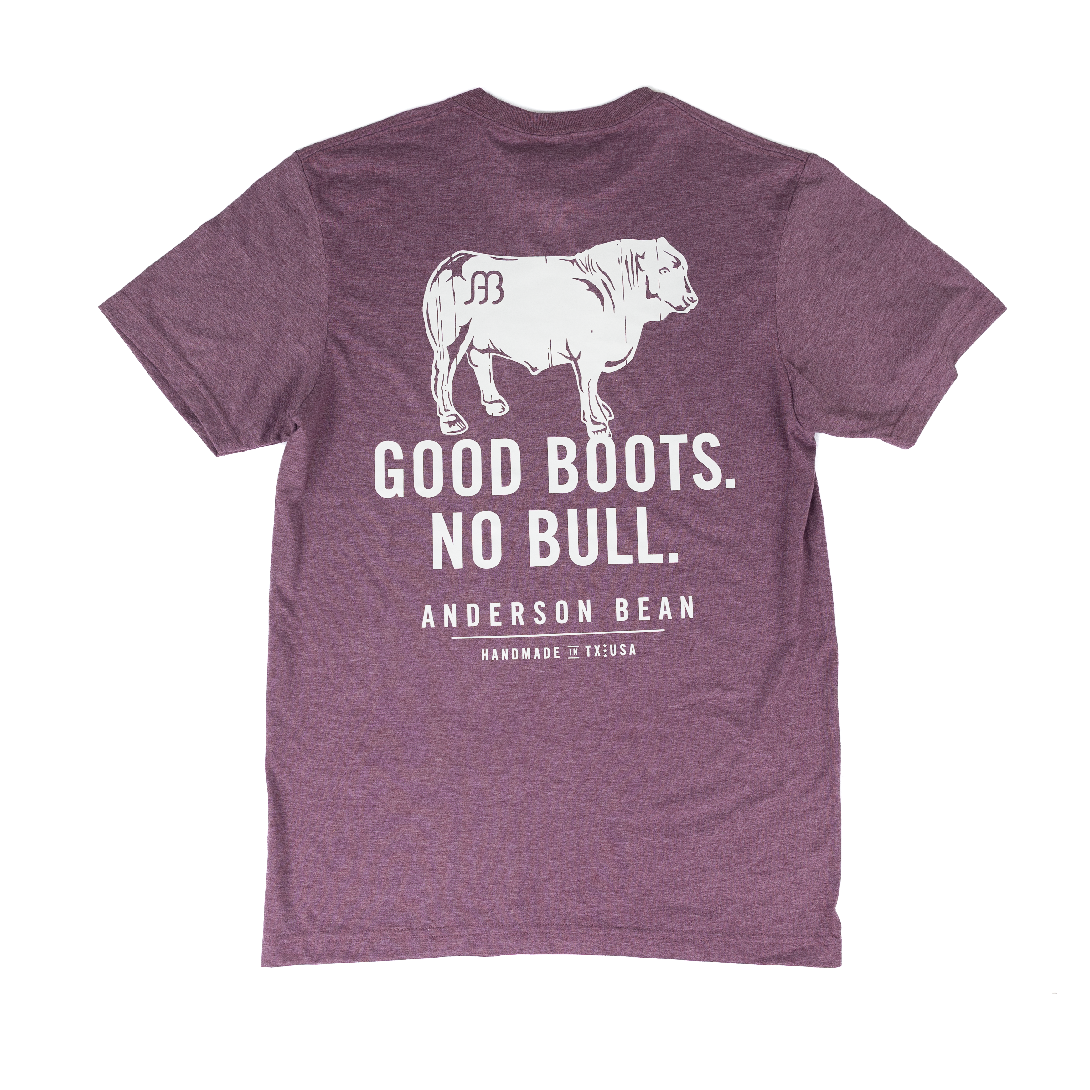Men's Anderson Bean Short Sleeve Maroon "Good Boots No Bull" T-shirt 