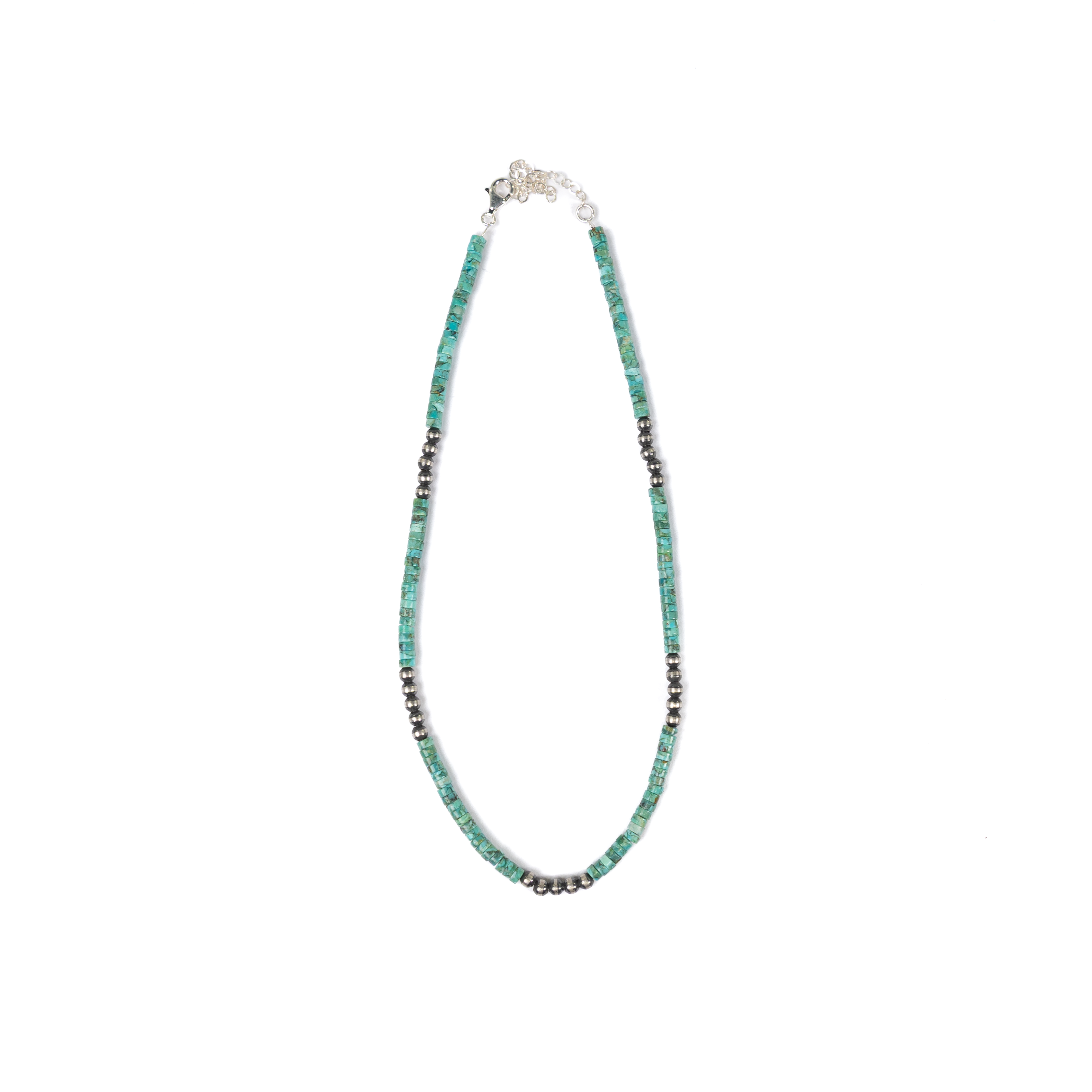 Women's Rhoda Handmade Navajo Pearl and Turquoise Flat Chip Necklace 