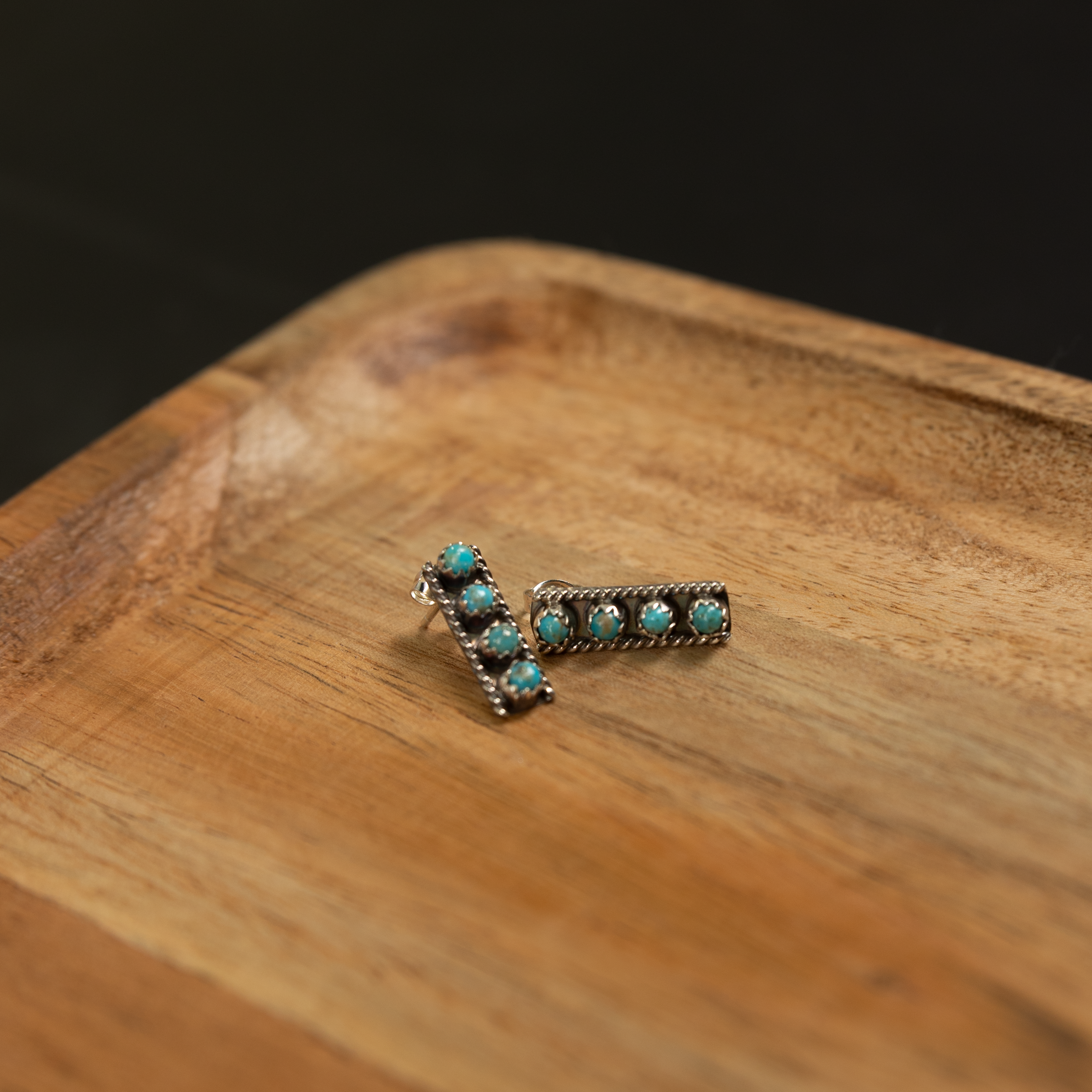 Women's Alzuni Turquoise Stone Bar Studs 