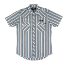 Men's Rock and Roll X Koe Wetzel Short Sleeve Turquoise Stripe Pearl Snap BMN3S09067