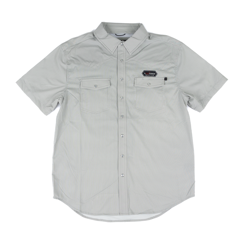 Men's Rock and Roll Short Sleeve Gray Striped TEK Snap Shirt BMN3S08706