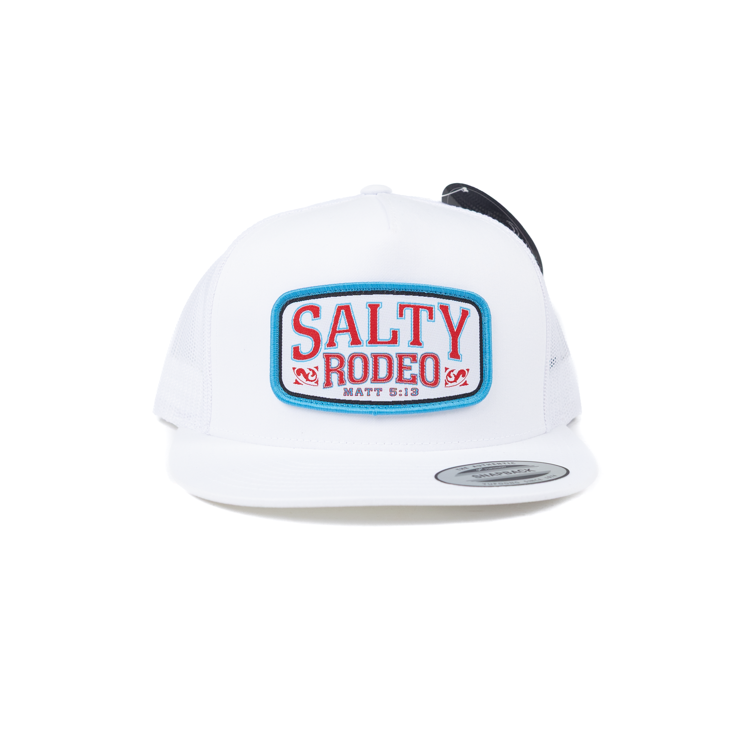 Men's Salty Rodeo White Cap with Red White and Blue Patch SRCJERICHO