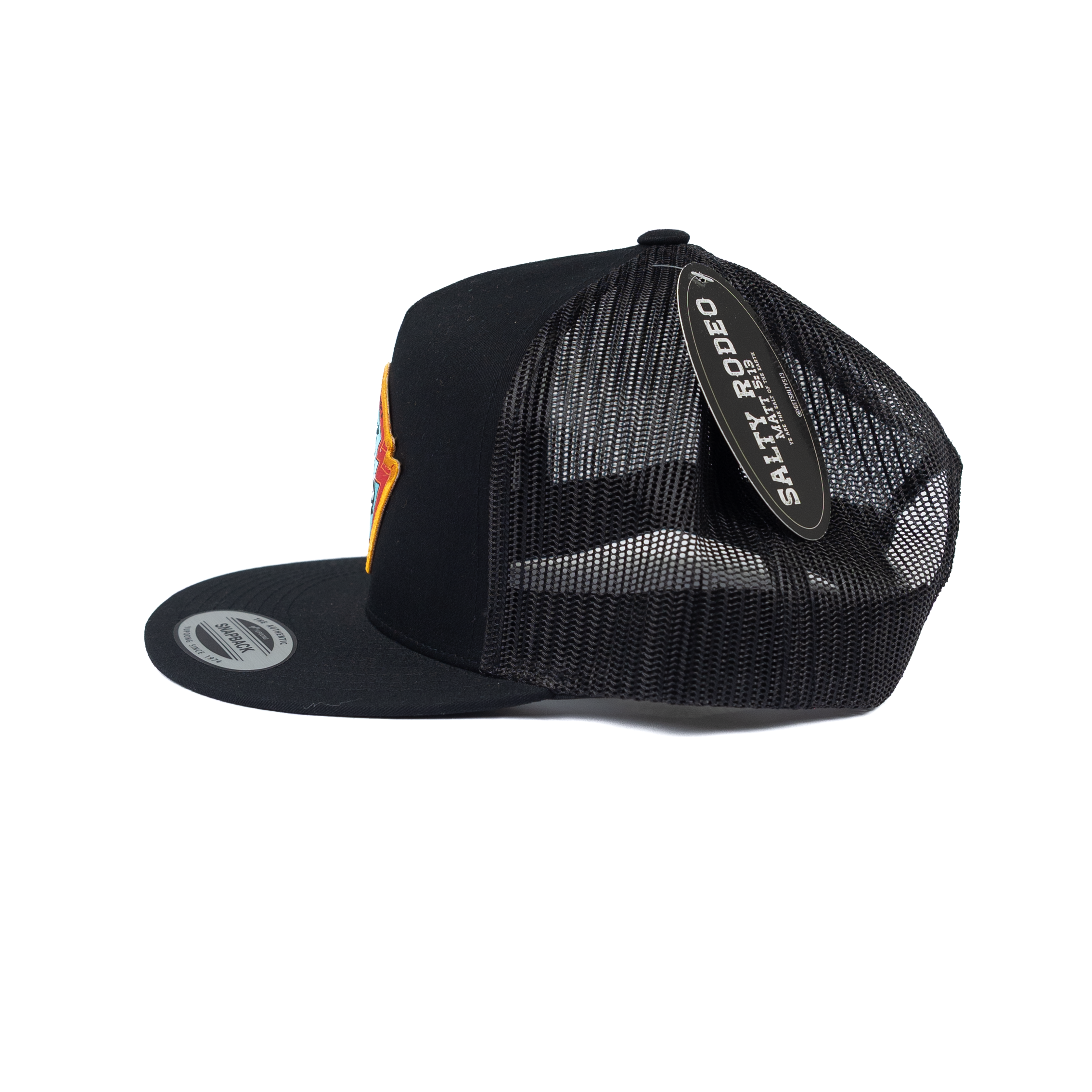 Men's Salty Rodeo Black Cap with Multi-color Patch SRCROADIE