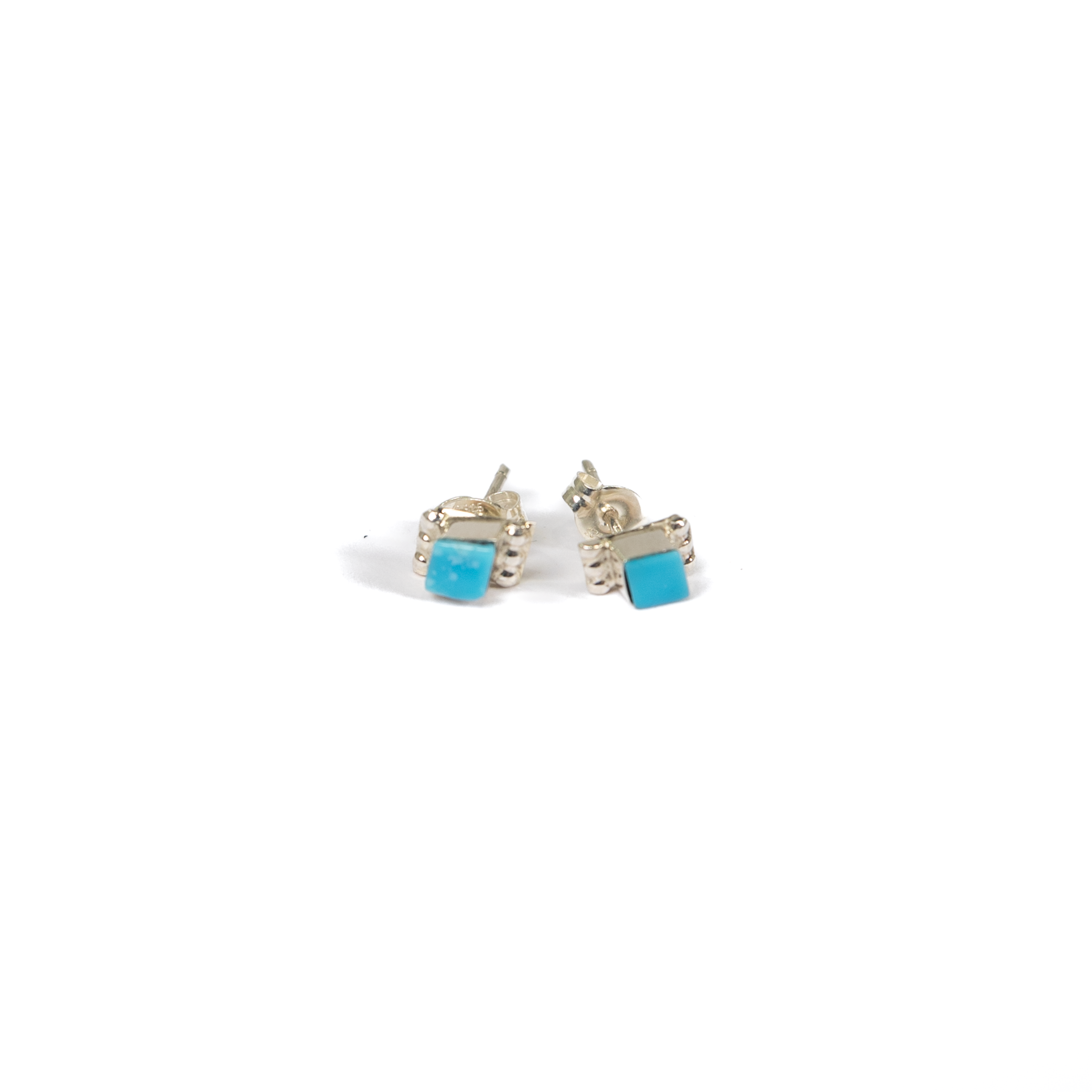 Women's Bilagaana Handmade Silver and Turquoise Diamond Studs