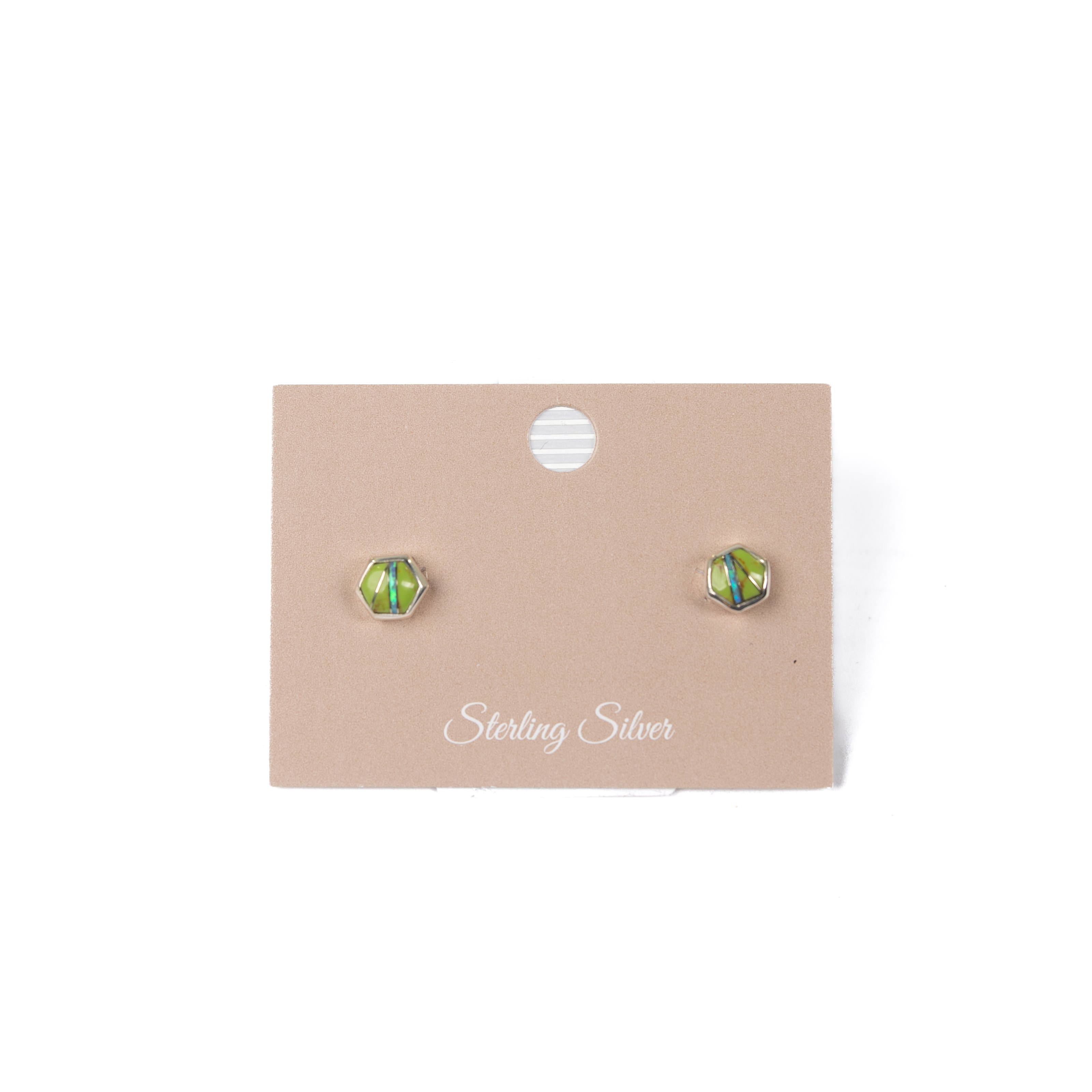 Women's Bilagaanas Small Hexagon Turquoise Opal Studs 