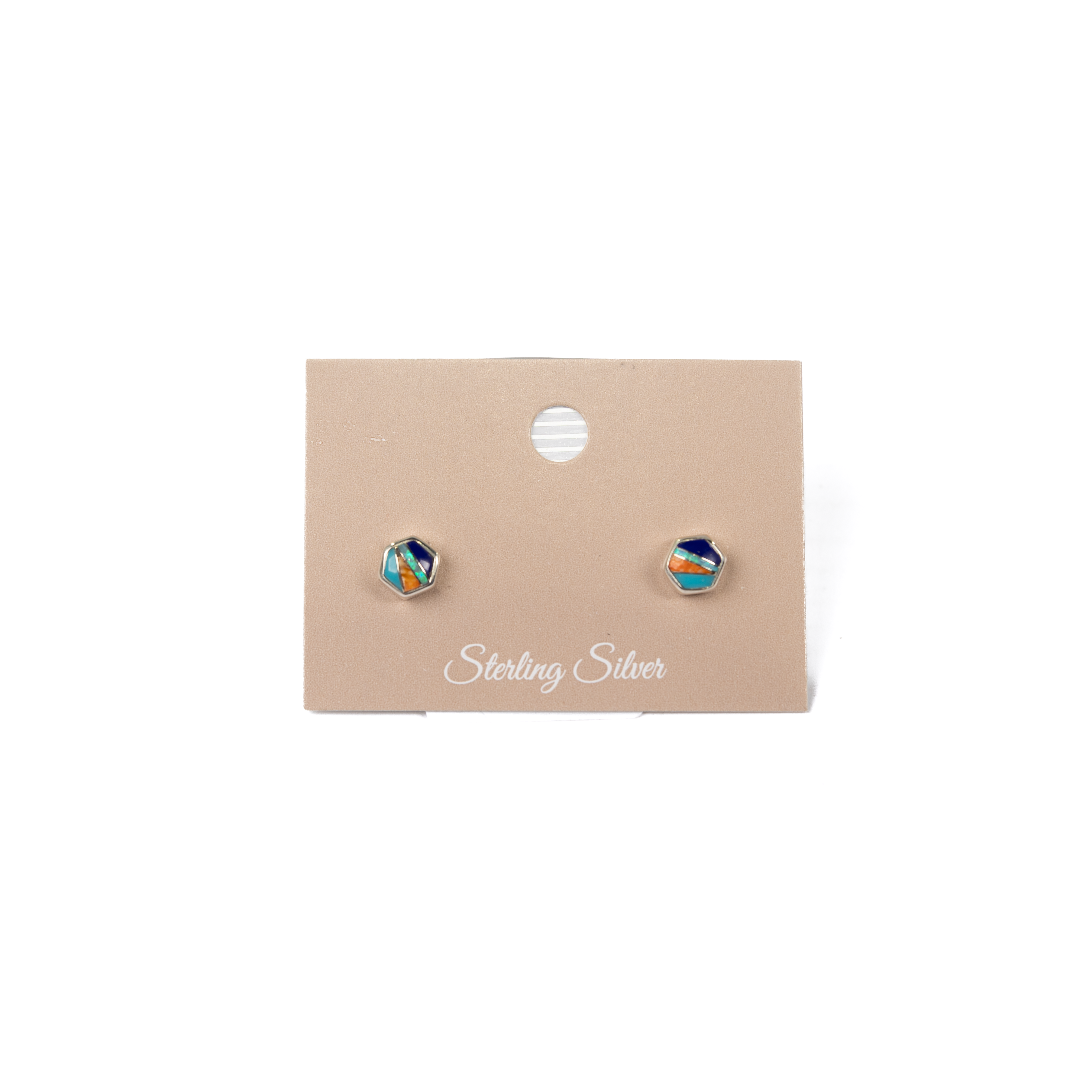 Women's Bilagaanas Small Hexagon Turquoise Opal Studs 