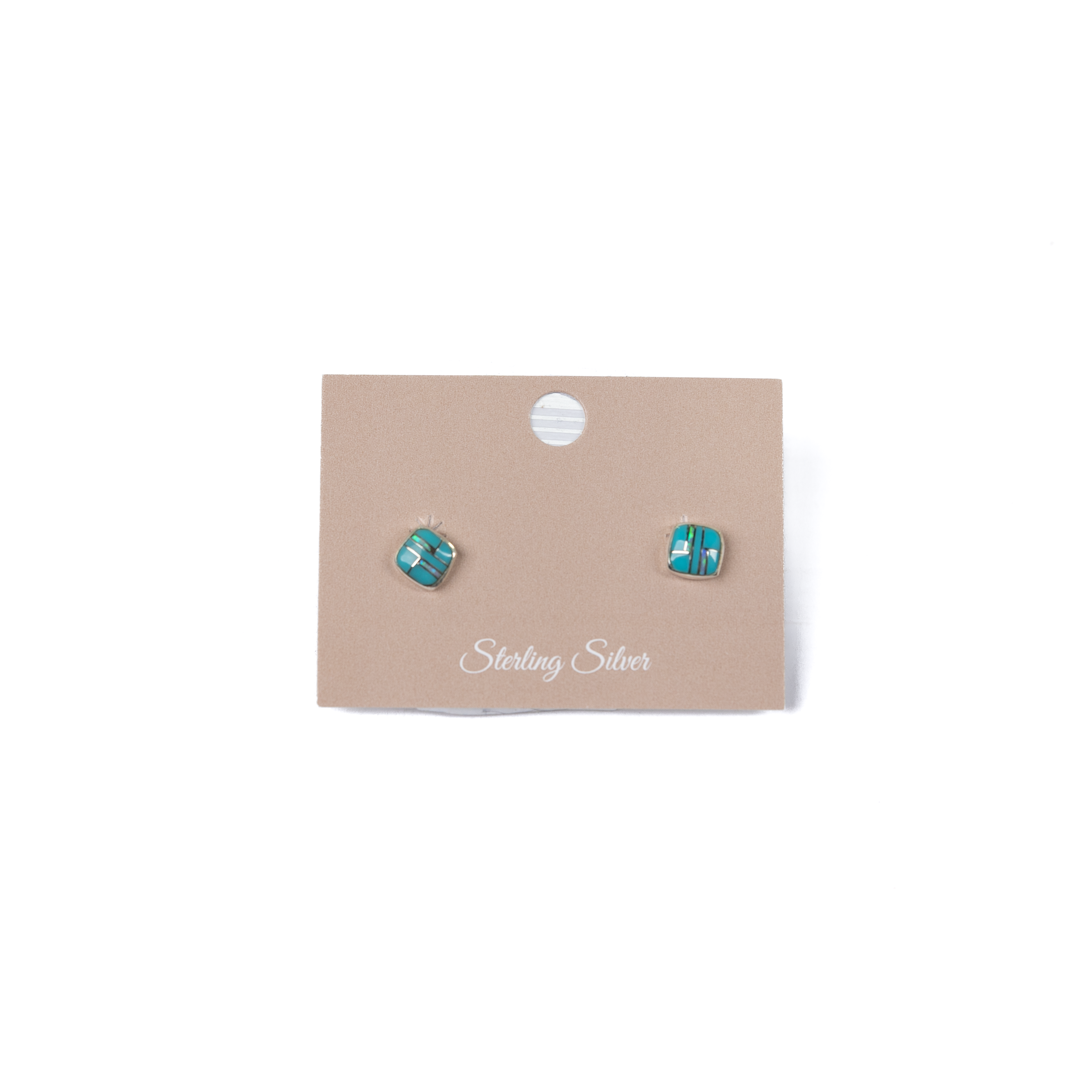 Women's Bilagaana Handmade Multicolor Square Opal Studs 