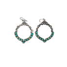 Women's Sunwest Turquoise and Silver French Wire Hoop Earrings 