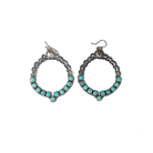 Women's Sunwest Turquoise and Silver French Wire Hoop Earrings 