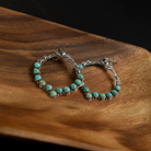 Women's Sunwest Turquoise and Silver French Wire Hoop Earrings 