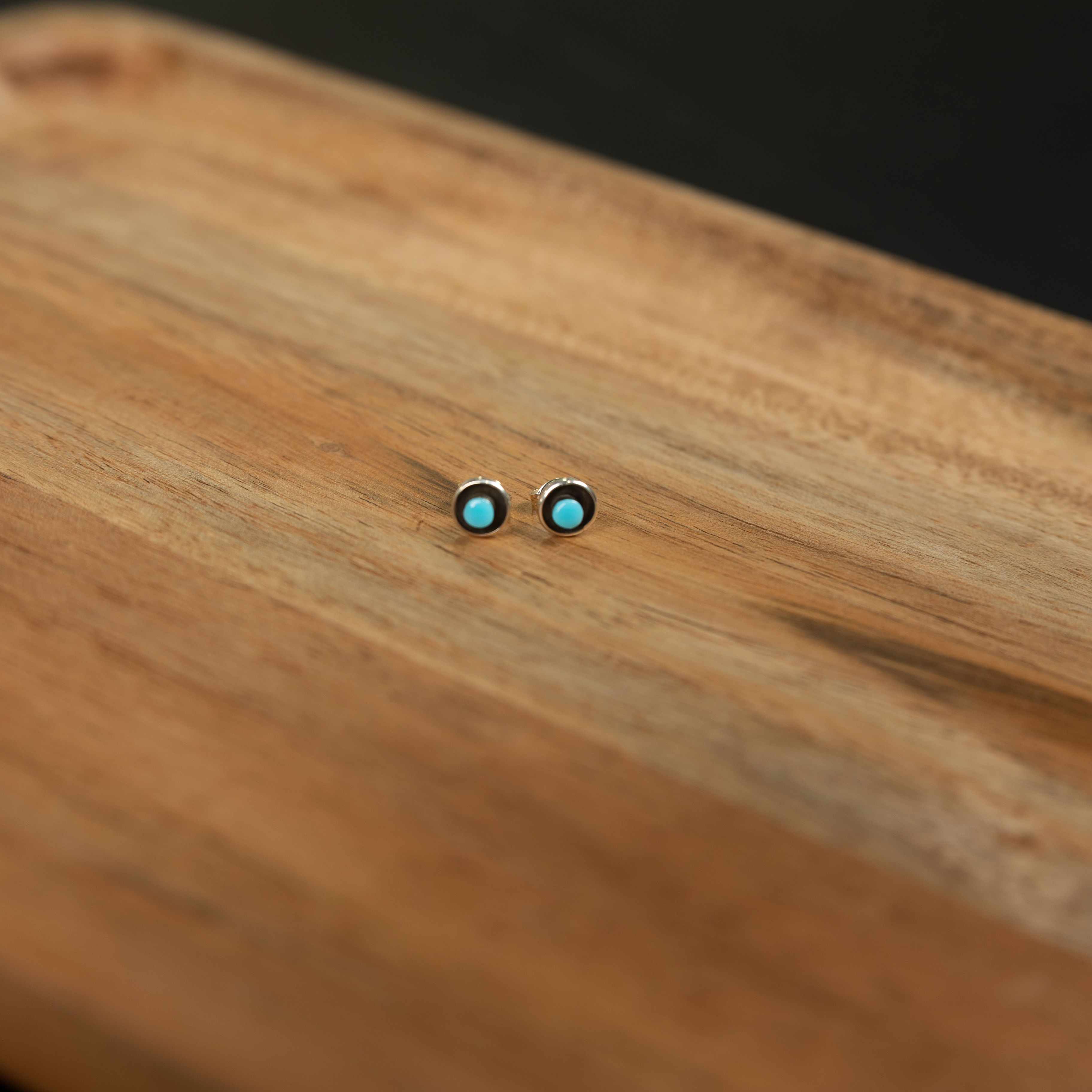 Women's Bilagaana Handmade Mini Round Turquoise Stud Earrings 