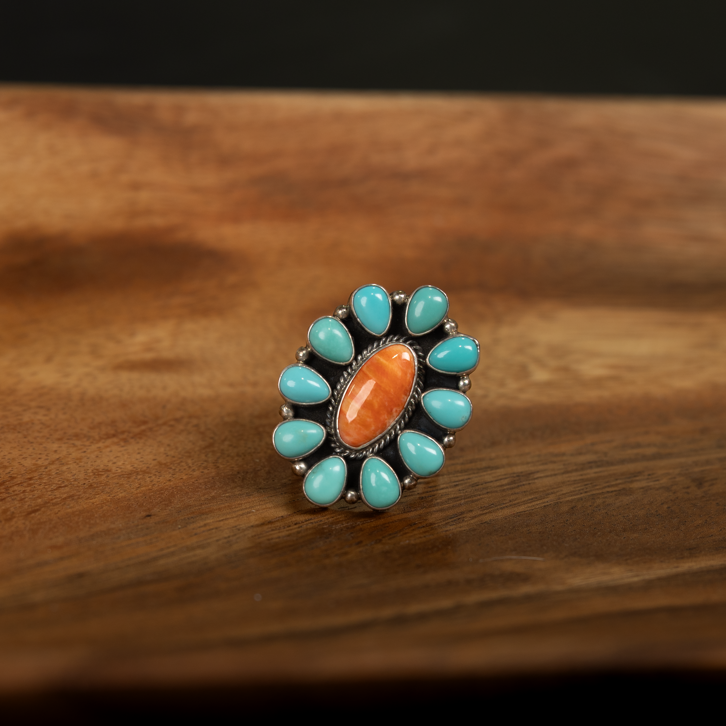 Women's Carol Wylie Turquoise and Spiny Oyster Ring Sz. 9