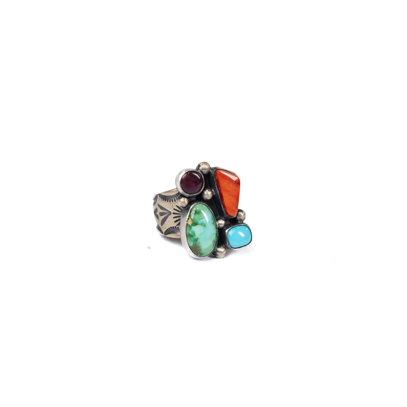 Women's Alzuni Multicolor and Silver Handmade Ring 