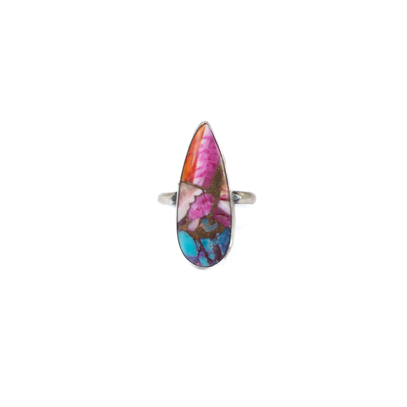 Women's Handmade Pink Blue and Purple Teardrop Ring 