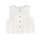 Women's Off White Embroidered Eyelet Washed Vest 71098