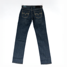 Men's Rock and Roll Dark Wash Pleather Embroidered Revolver Straight Bootcut Jeans BM1RD09126