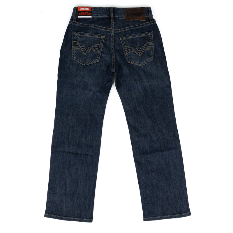 Men's Rock and Roll Raised Denim Embroidered Double Barrel Straight Bootcut Jeans BM0SD09110