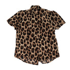 Howdy Hanny Women's Short Sleeve Leopard Print Tie Blouse