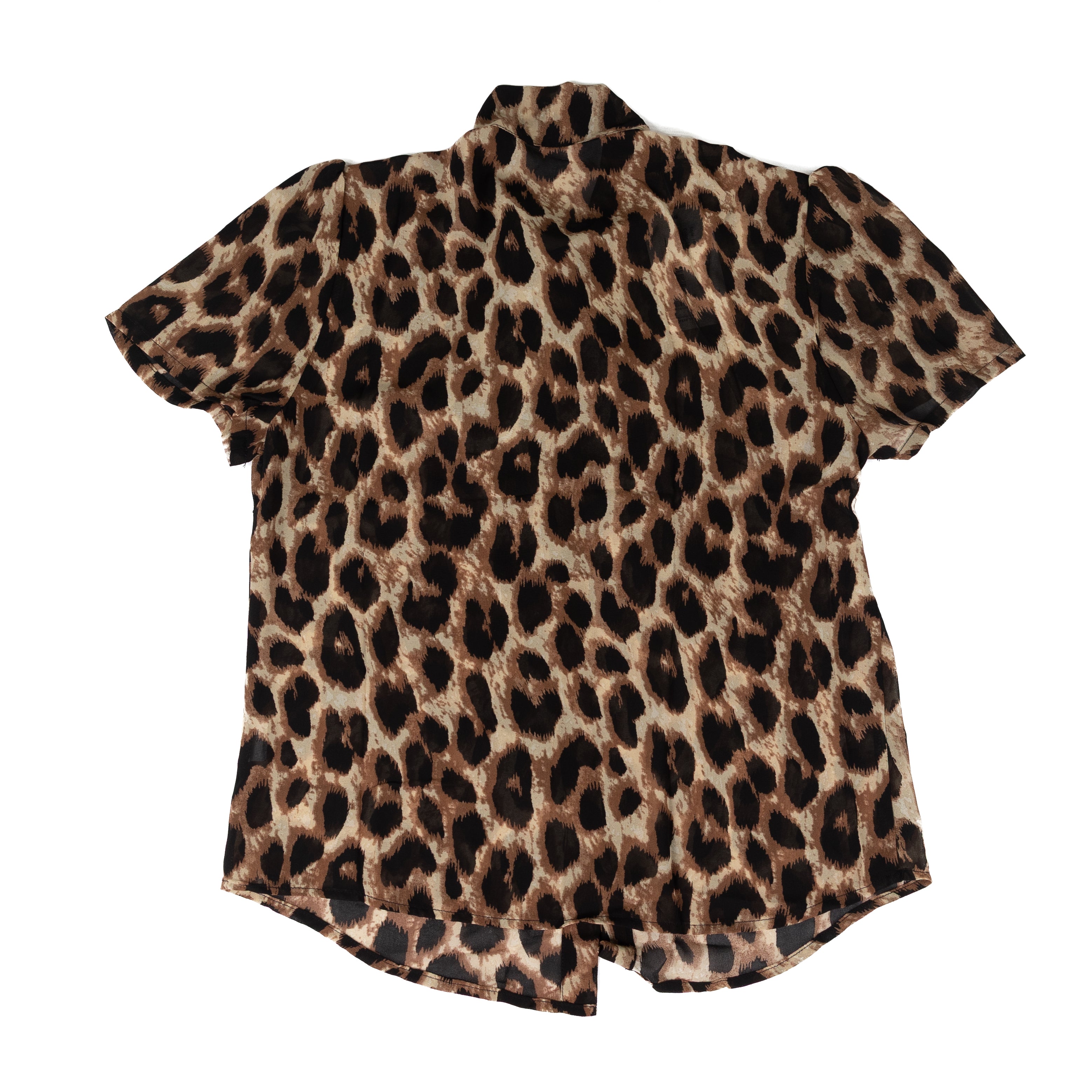 Howdy Hanny Women's Short Sleeve Leopard Print Tie Blouse